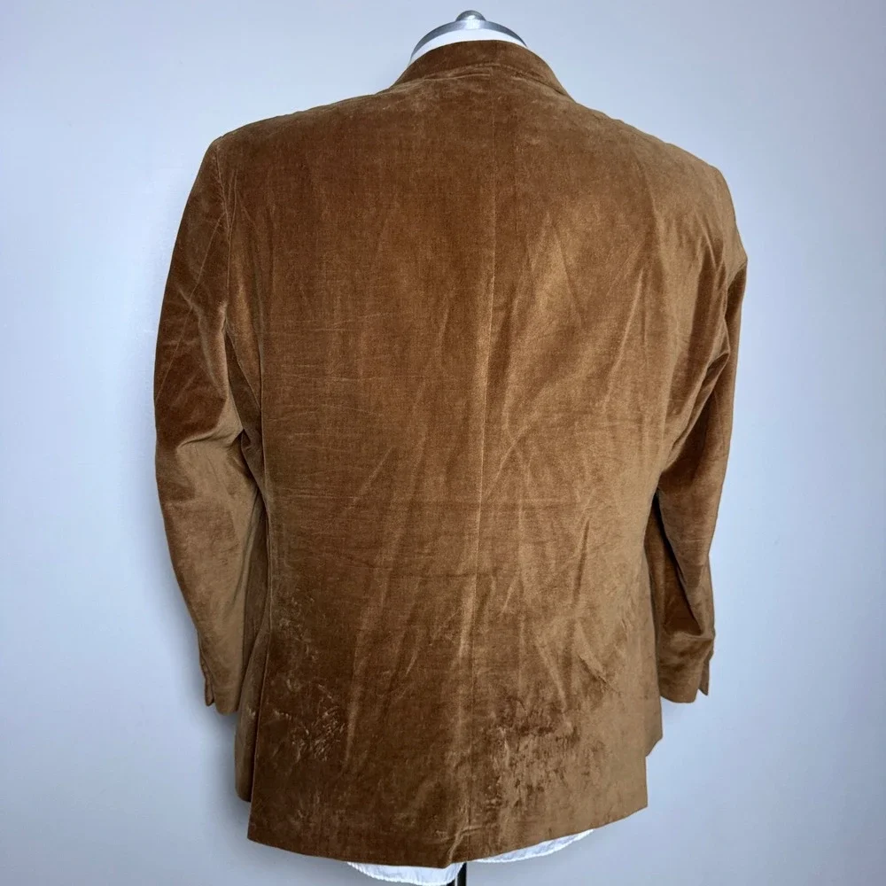 Adolfo Blazer Mens 50R‎ Brown Solid Velvet Two Button Notch Lapel Sport Coat